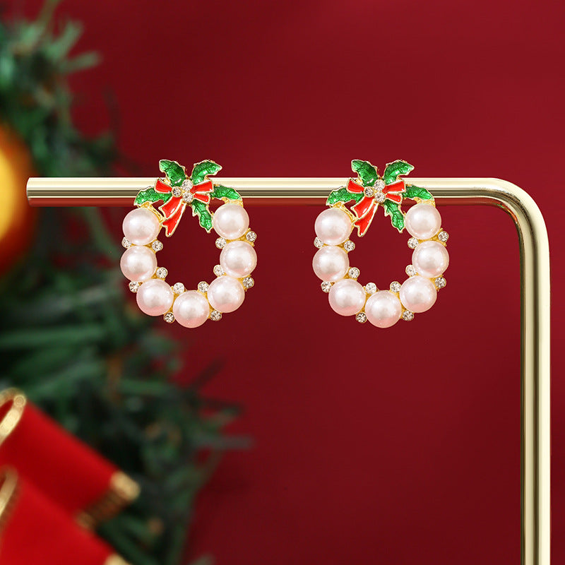 Wholesale Christmas snowflake candy bell reindeer earrings