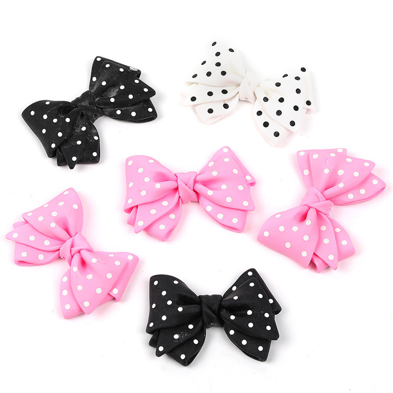 Wholesale  25pcs/pack  Large Polka Dot Bow Straight Hole Beads Acrylic Beads