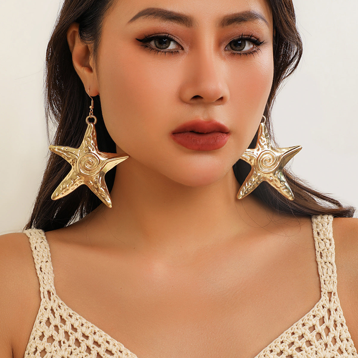 Wholesale Starfish Metal Earrings
