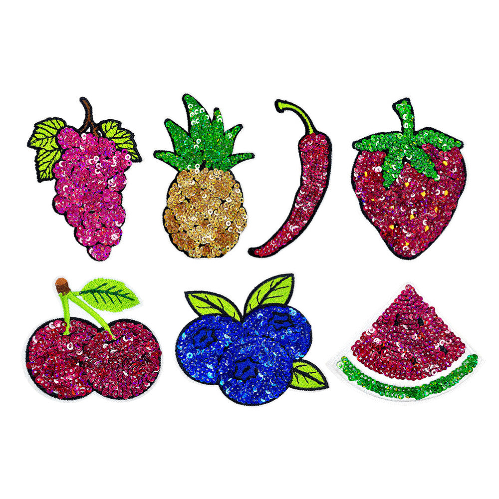 Wholesale Boutique Fruit Sequined Iron On Patches DIY Craft Supply For ets And Clothing