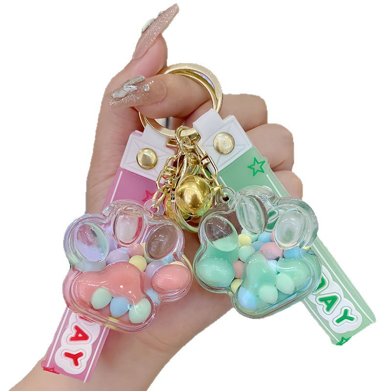 Wholesale Acrylic Liquid Sand Cat Paw Keychain