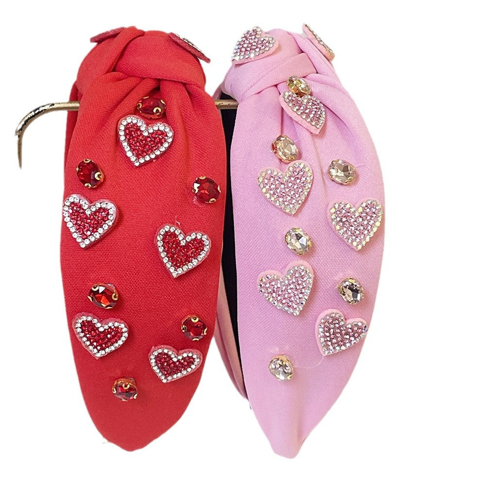 Wholesale Valentine's Day rhinestone love knot hairband