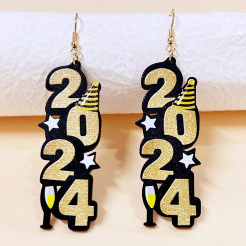 Wholesale 2024 New Year Acrylic Earrings