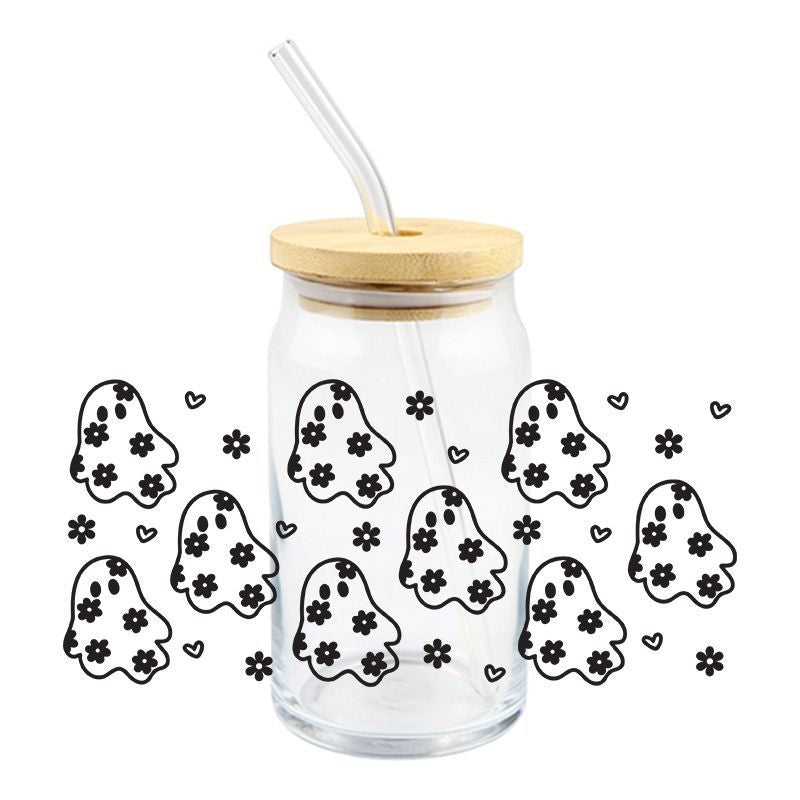 Wholesale 5pcs Pumpkin Cute Ghost Halloween 16oz Cup UV DTF Wraps