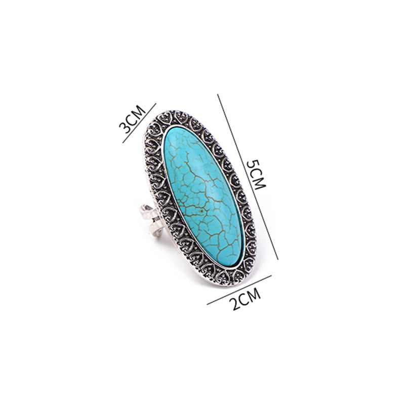 Wholesale Marquise diamond-shaped royal crown pattern turquoise ring turquoise ring