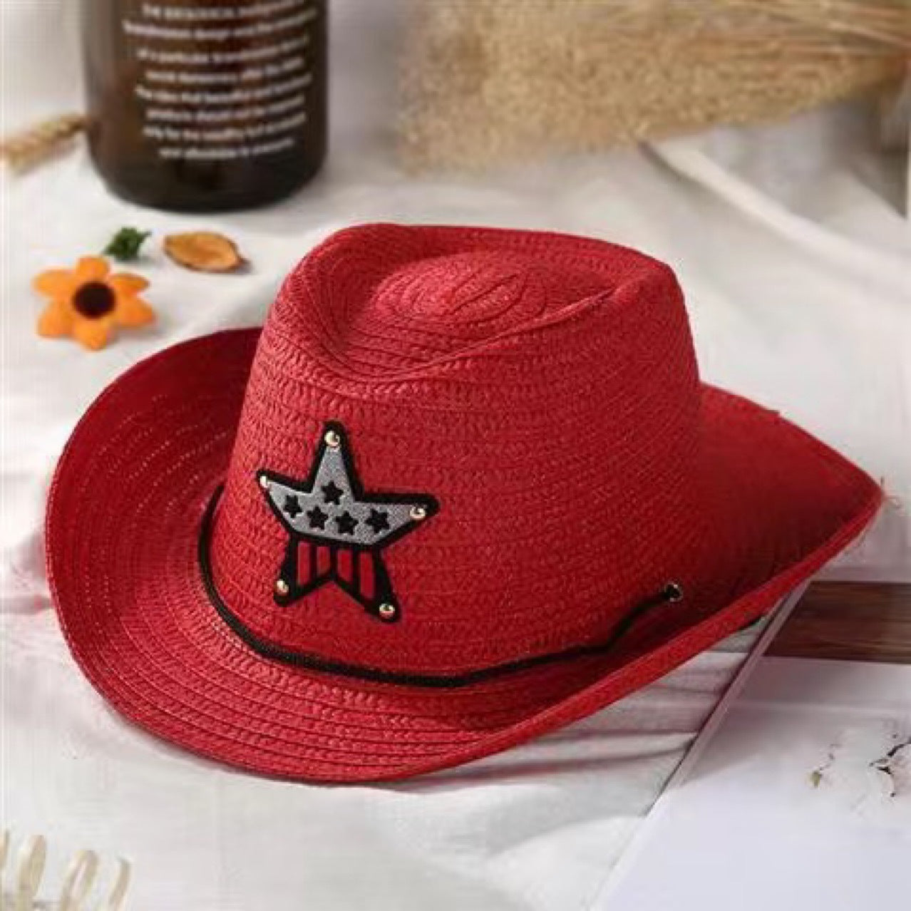 Wholesale of Western Cowboy Children's Sunshade Tencel Straw Hat