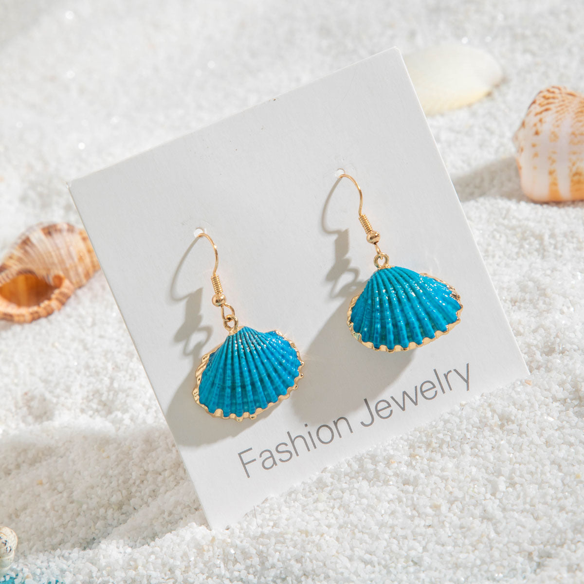 Wholesale 10pcs Summer beach style natural shell gold-plated earrings