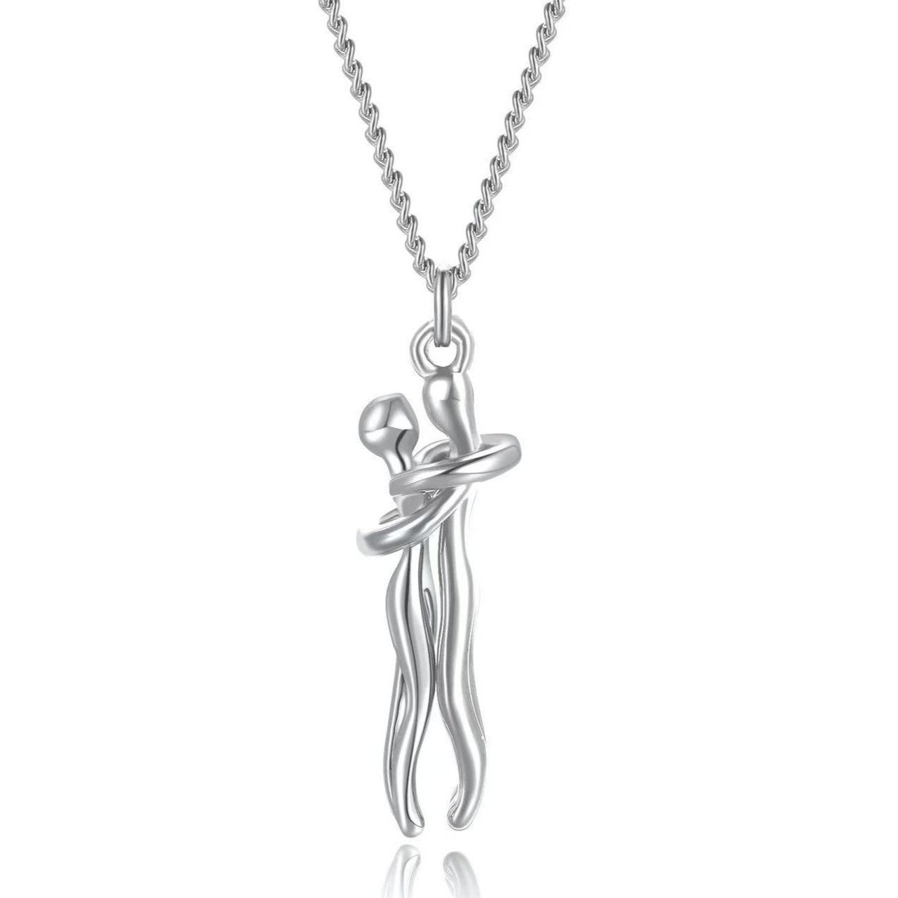 Wholesale  Stainless steel Couple Hug Pendant Necklace