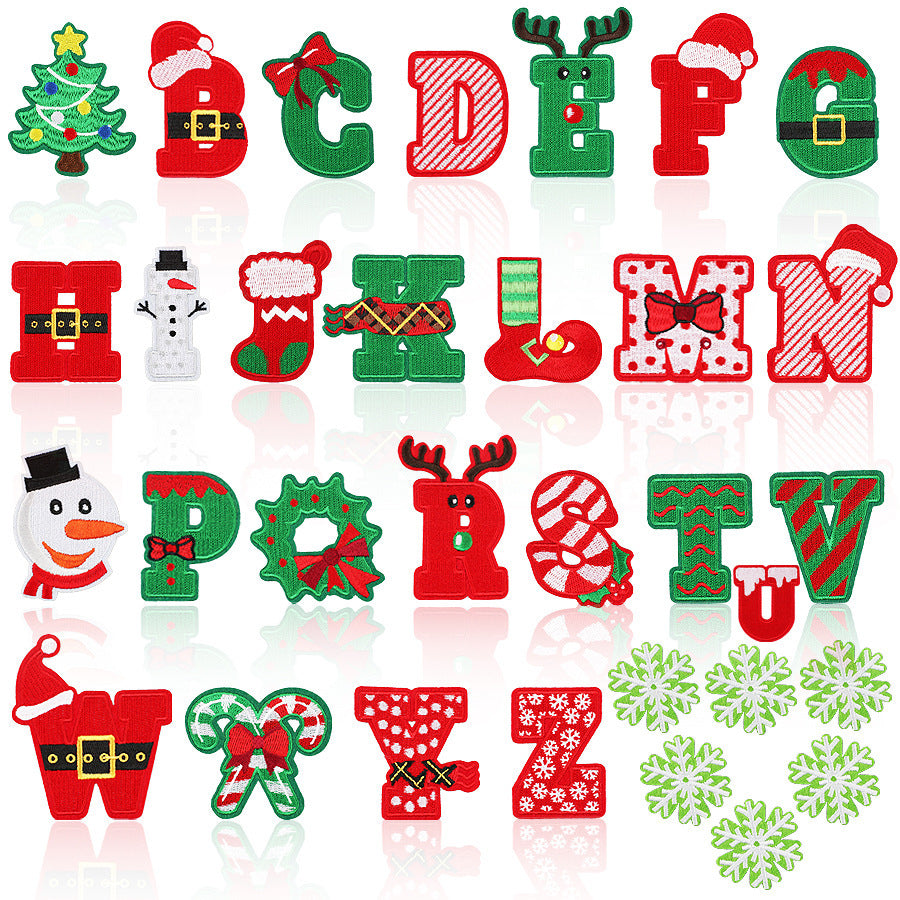 Wholesale Christmas embroidery cloth stickers letters  DIY Patches