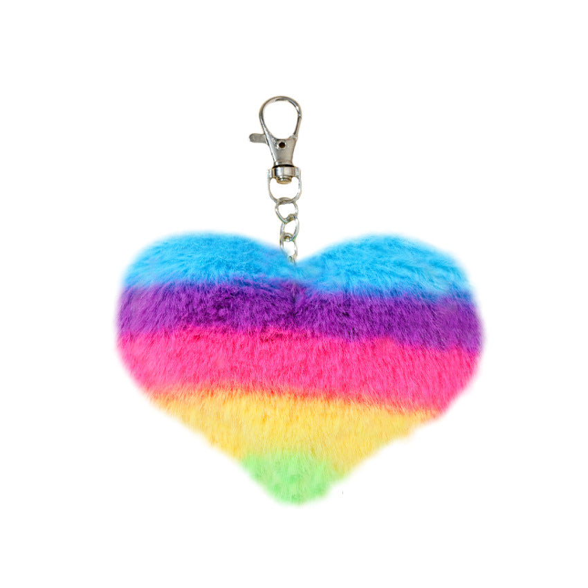 Wholesale Rainbow Heart Plush Keychain