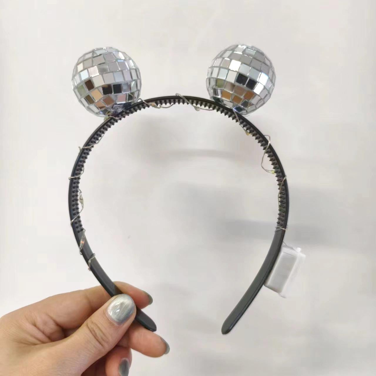 Wholesale New Explosive Disco Mirror Ball Hair Band Disco Ball silver LED Luminous Hair Band Disco Luminous Hair Band