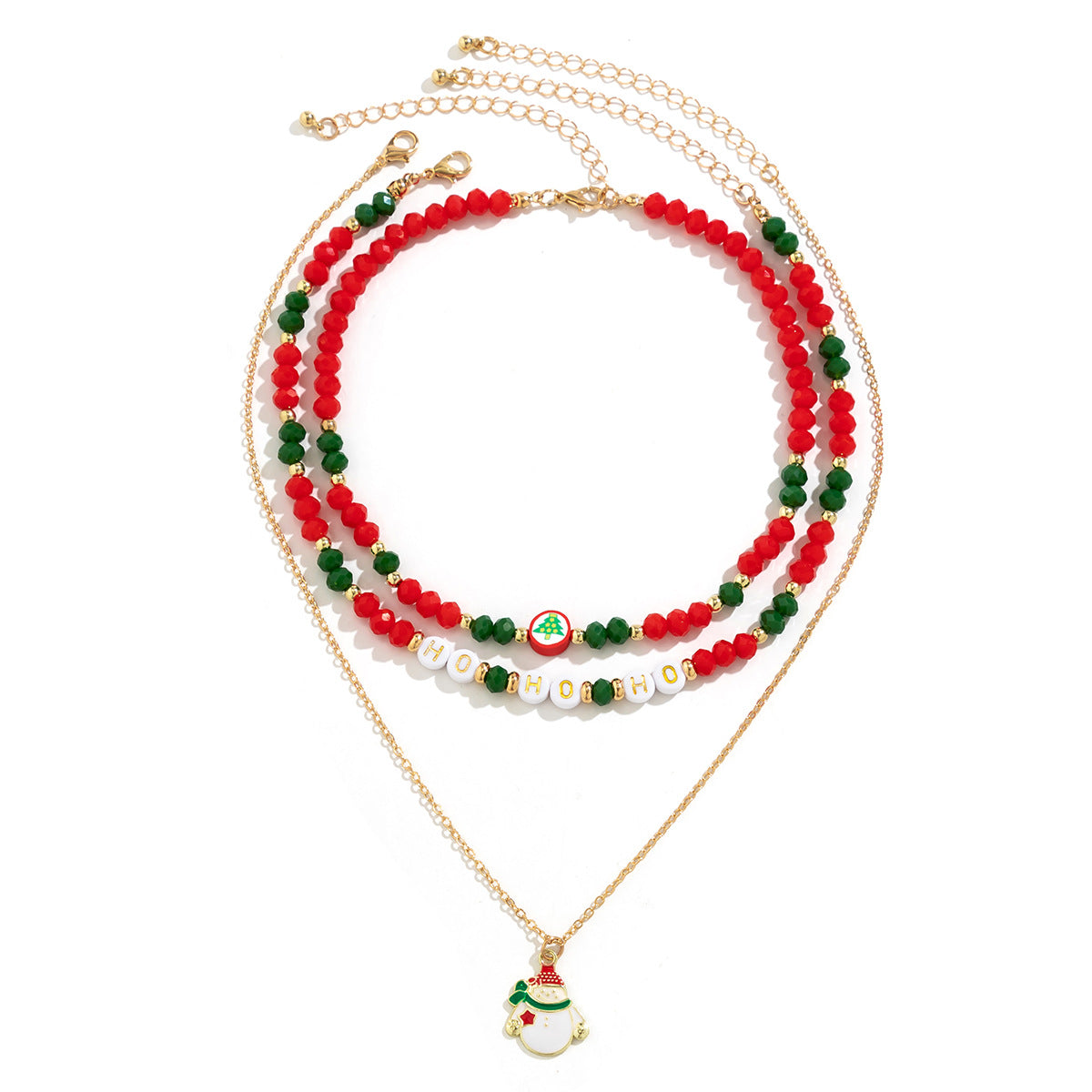 Wholesale Christmas Snowman Clay Bead Necklaces