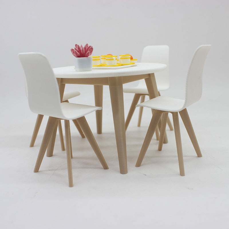 Wholesale Miniature food toy circular dining table and chair Doll Accessories