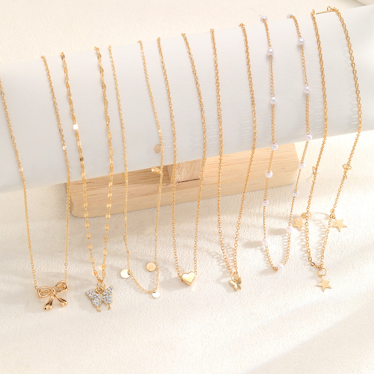 Wholesale Bow Heart Pearl Necklace 7-Piece Set