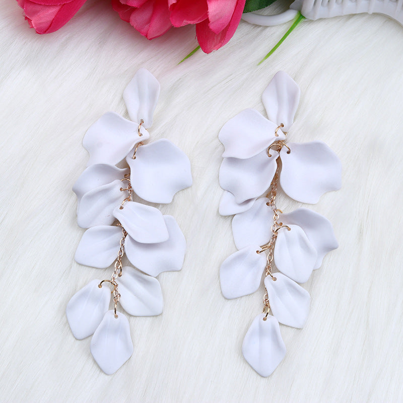 Wholesale Bohemian Style Fashion Personality Tassel Petal Candy Color Design Earrings