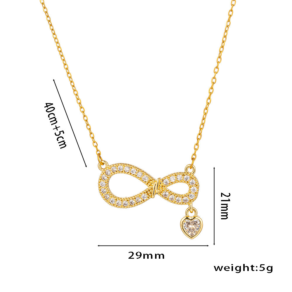 Wholesale Simple Fashion Personalized 8-shaped Love Micro-inlaid Zircon Necklace All-match Temperament Ladies Necklace Valentine's Day Gift