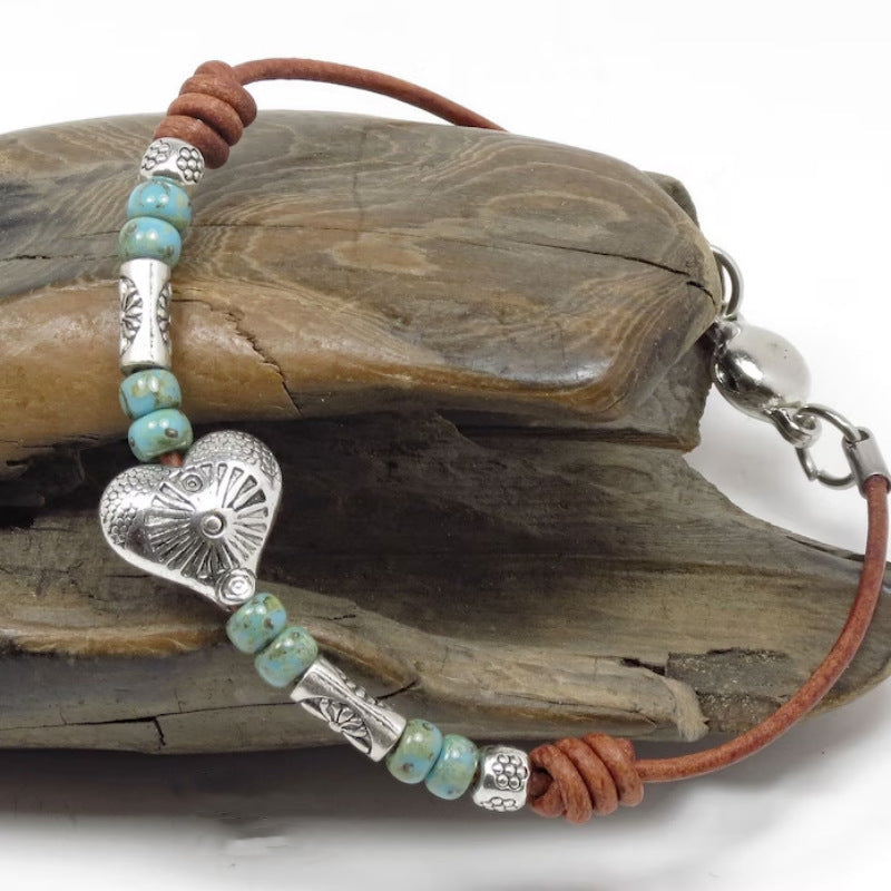 Wholesale Heart Turquoise Beaded Bracelet