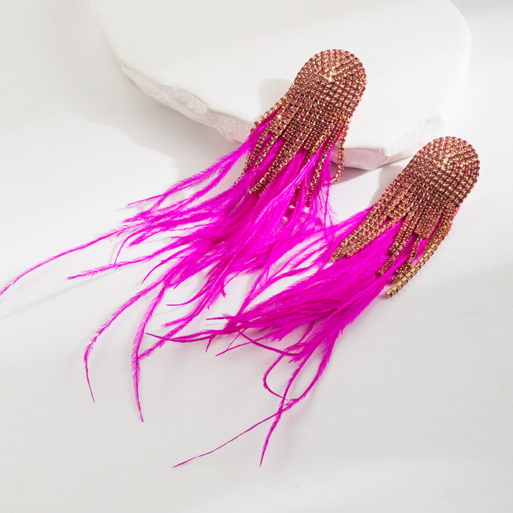 Wholesale Bohemian Style Feather Tassel Alloy Earrings