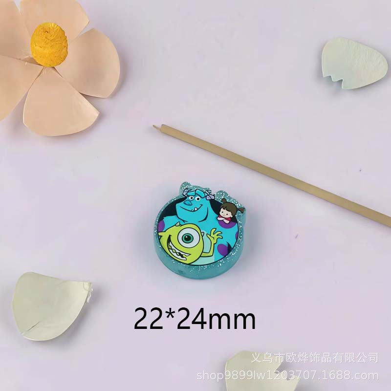 Wholesale 10pcs Cartoon print transparent acrylic beads OLY Exclusive