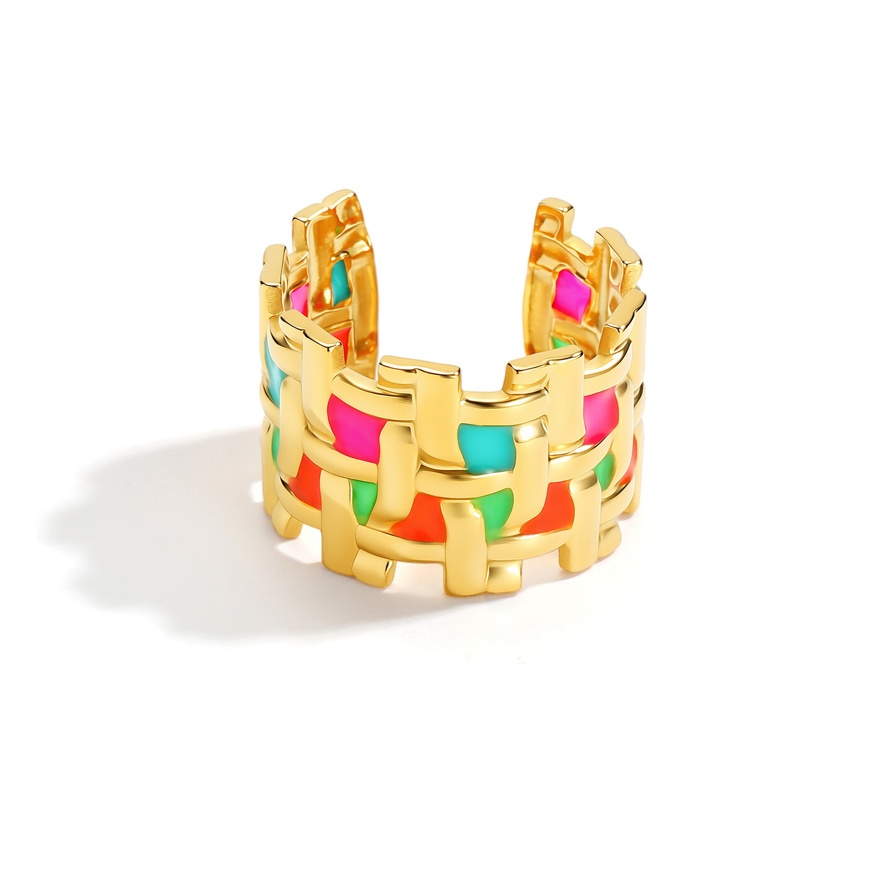 Wholesale Stainless Steel Colorful Geometric Open Ring Retro Women S Fashion Jewelry Accessory Everyday Wear Gift