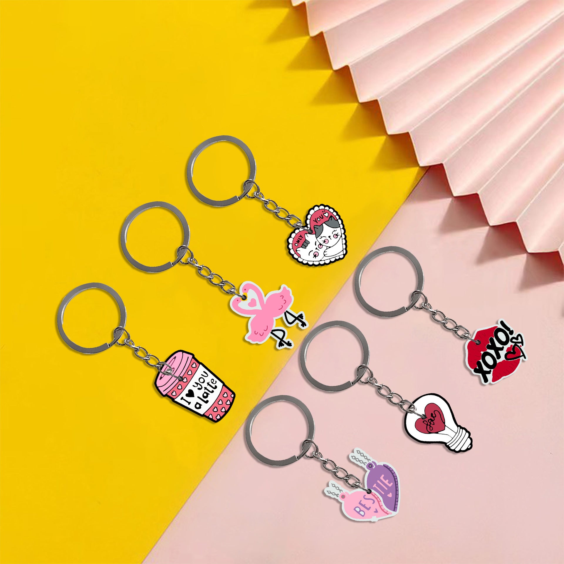 Wholesale 50PCS Pink Valentine's Day PVC Keychain