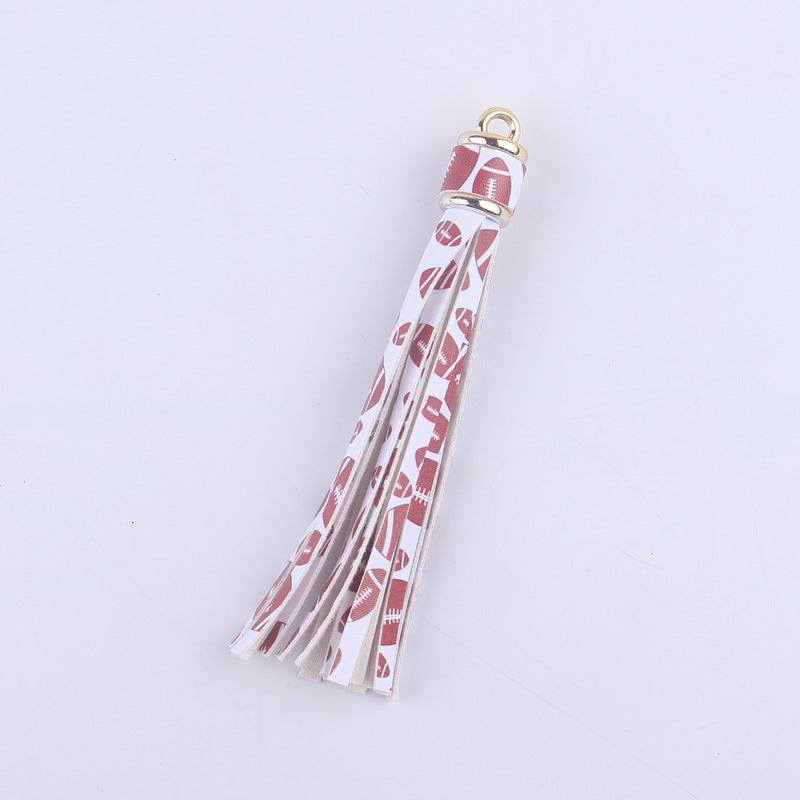 Wholesale 8cm PU Leather Ball-shaped Floral Tassel Keychain Accessories