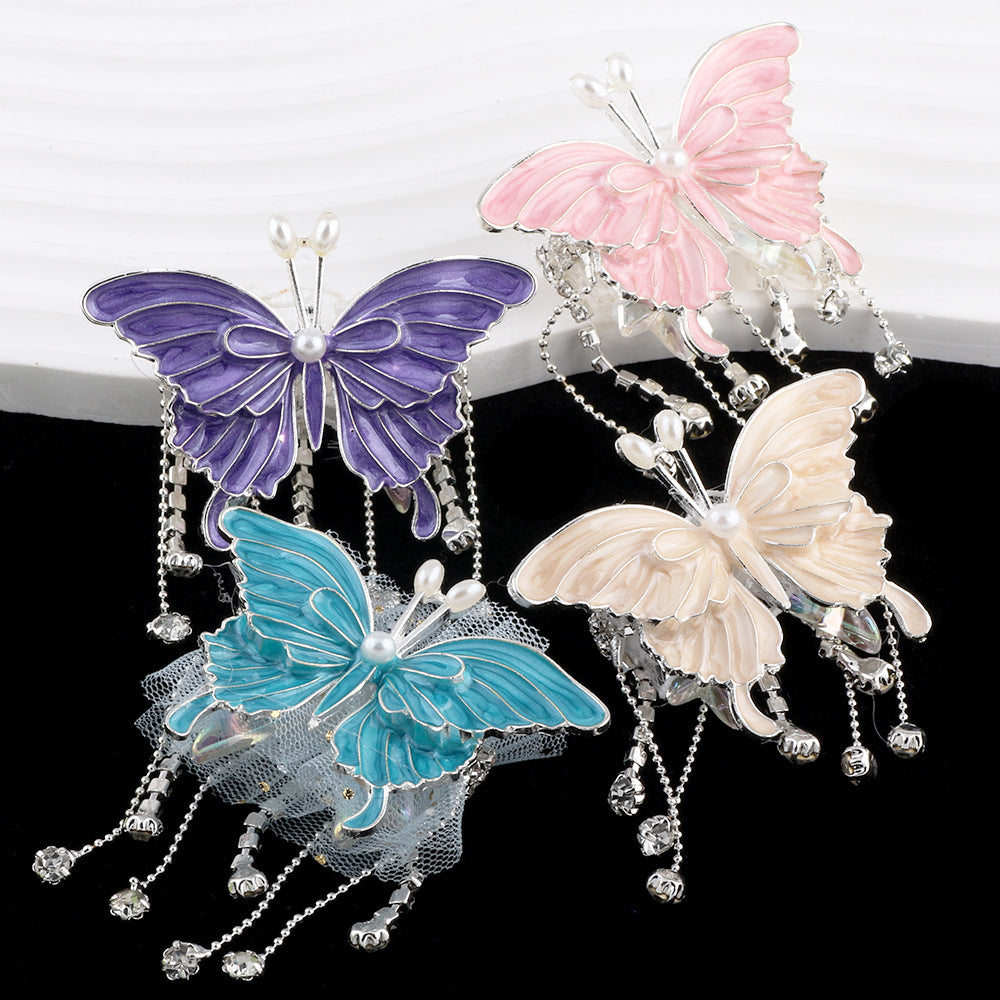 Wholesale 4pcs/pack 3D High-end Three-dimensional Butterfly Diamond Ball Can Wear Straight Hole DIY Beads