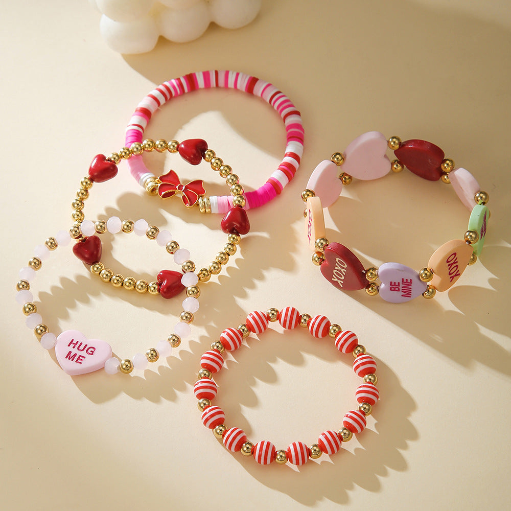 Wholesale Valentine' s Day Love Stacked Letter clay bead bracelet