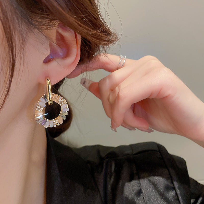 Wholesale 2 In 1 Gold Geometric Earrings Minimalist Copper Fashion Jewelry Gift