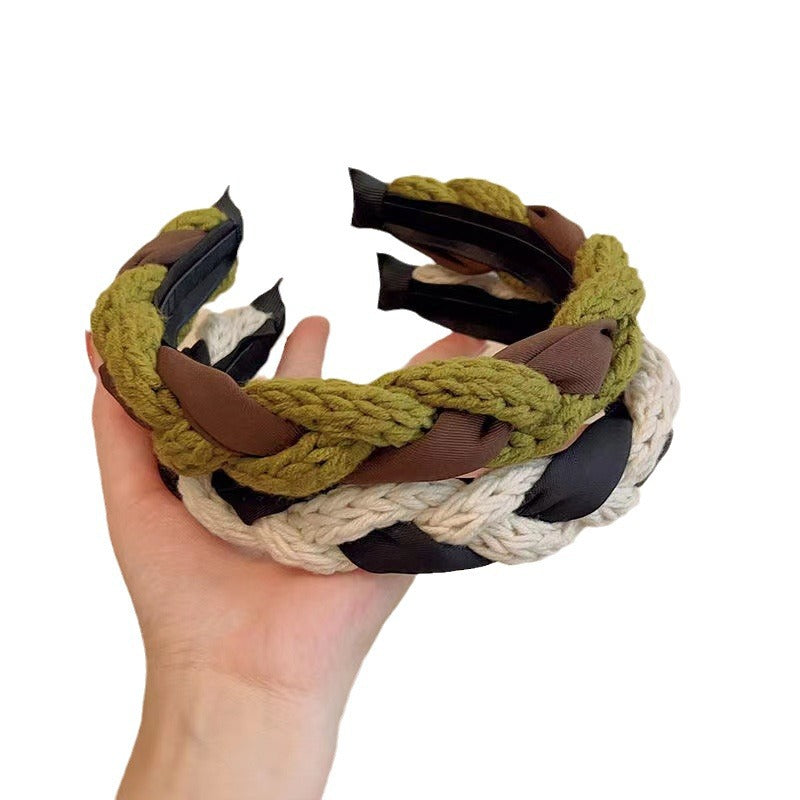 Wholesale Retro Wool Fried Dough Twists Wide Band Hair Hoop