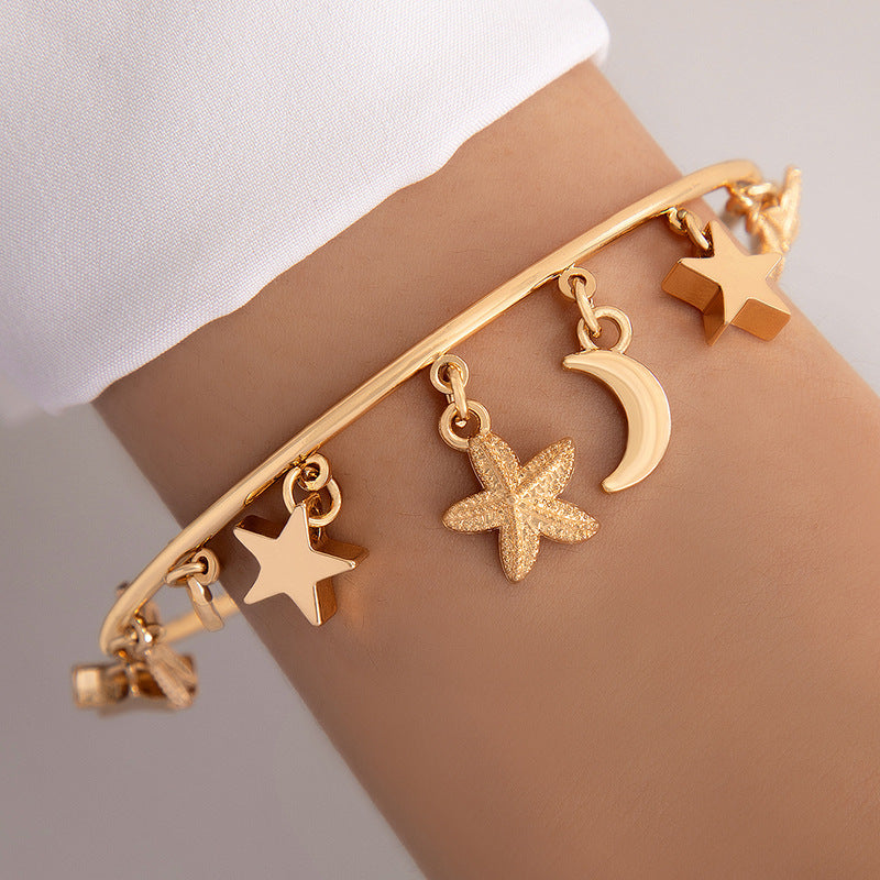 Wholesale Three-dimensional Flower Inlaid Pearl Open Bracelet