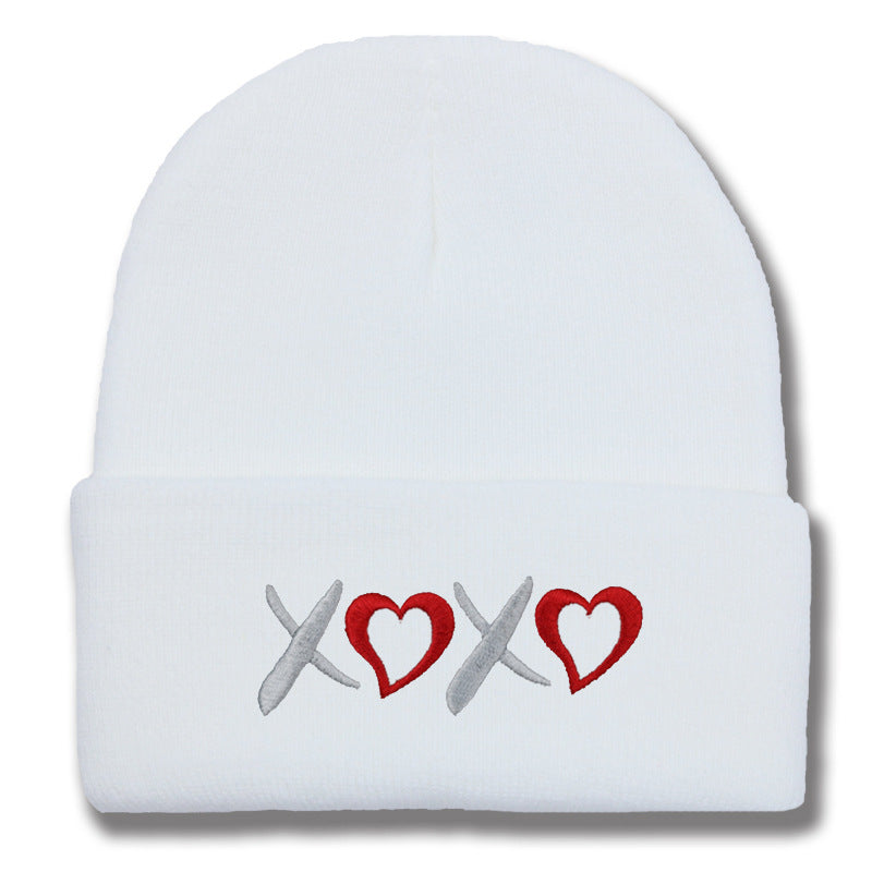Wholesale Valentine's Day XOXO embroidery knitted hat for men and women couples autumn and winter warm wool hat leisure all-match cold hat tide