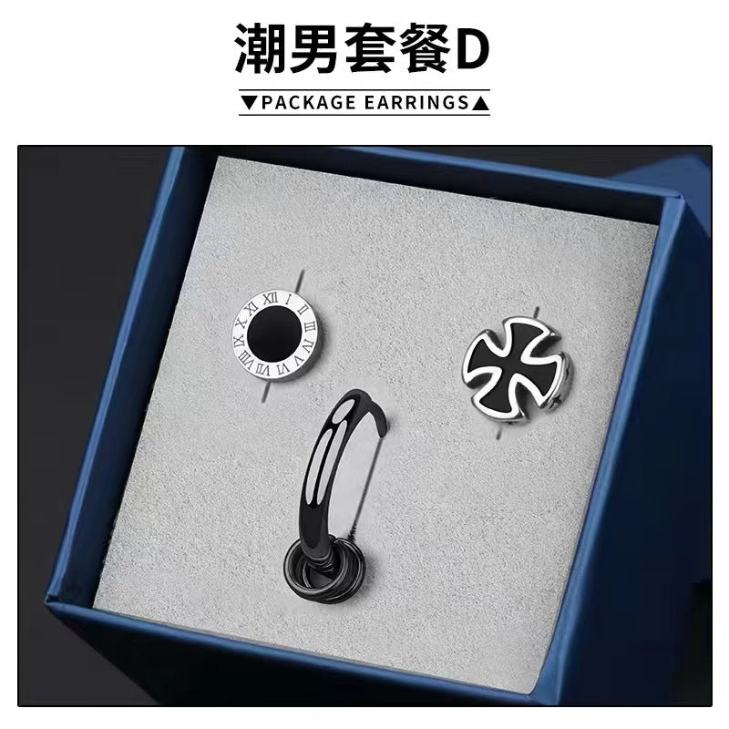 Wholesale Minimalist Titanium Steel Individual Personalized Set Trendy Earrings