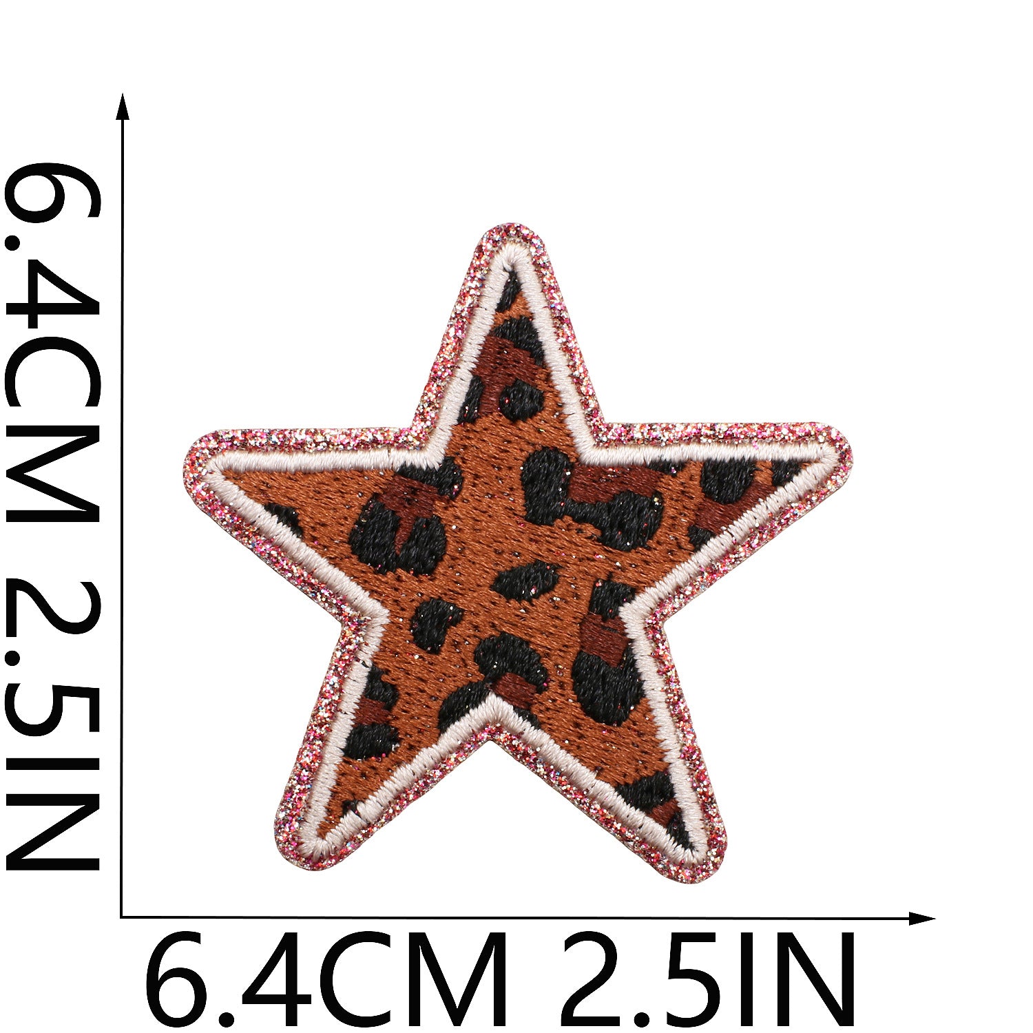 Wholesale Leopard Print Glitter Star Embroidered Patch Polyester Applique For Clothing Bags DIY