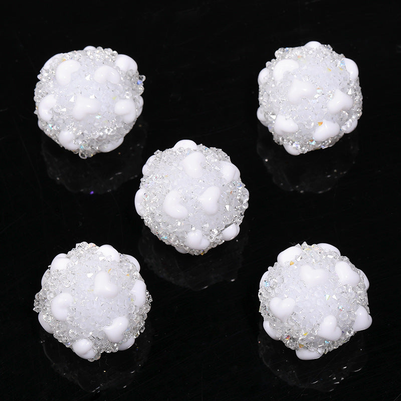 Wholesale 20pcs  Sparkling rhinestone sugar heart full of rhinestone Acrylic Beads