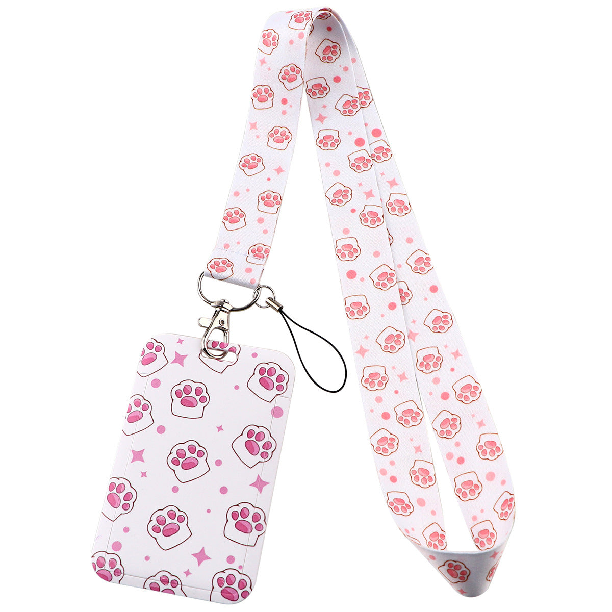 Wholesale Cat Paw Card Holder Ribbon Polyester Phone Lanyard Keychain