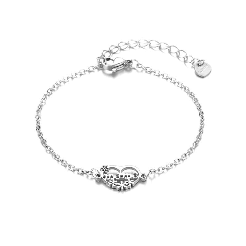 Wholesale Titanium Steel  Mother's Day Bracelet Heart Bracelet