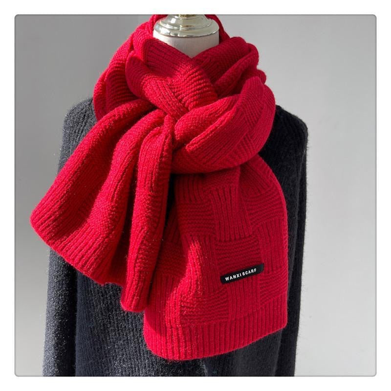 Wholesale Stripe Solid Color Label Winter Warm Knitted Arctic Velvet Scarves