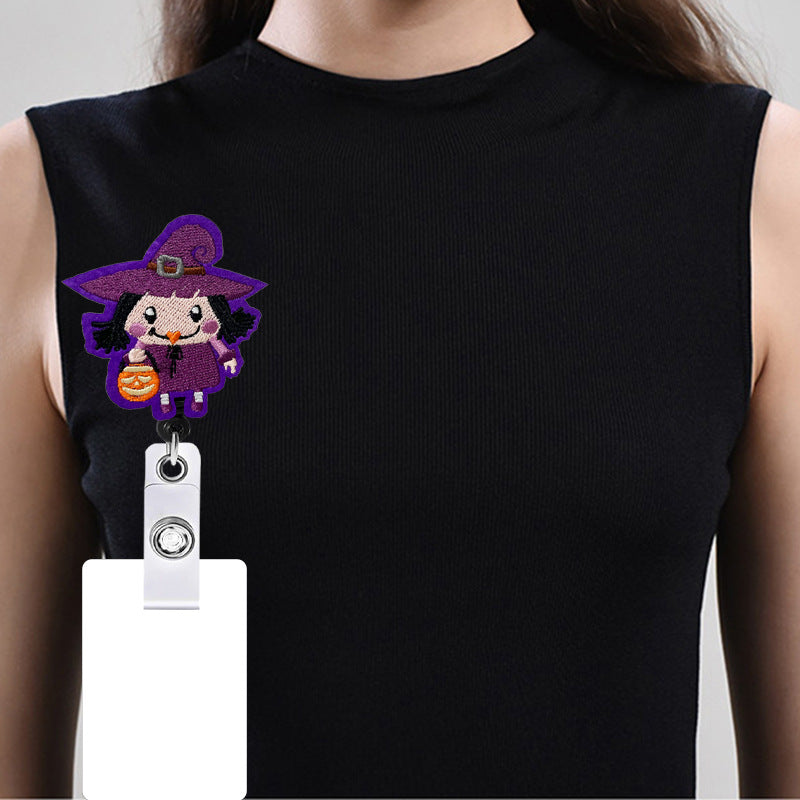 Wholesale Badge Reels Halloween Cartoon Felt Retractable Keychain