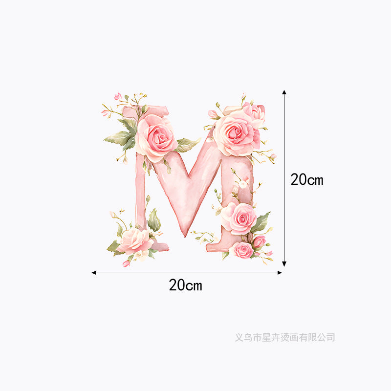 Wholesale 10pcs 26 letter flower branches and leaves UV DTF Ready to Press Transfers Wraps