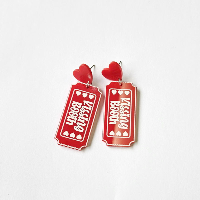 Wholesale Valentine's Day XOXO Heart Acrylic Earrings