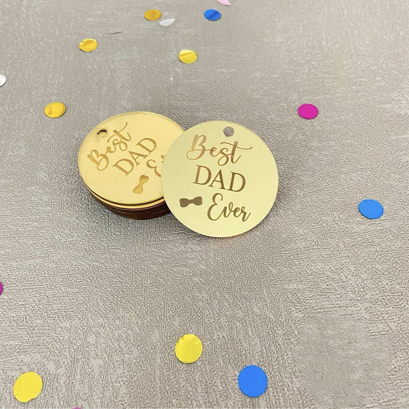 Wholesale 10PCS/PACK Father's Day Happy Acrylic Cake Card Decoration