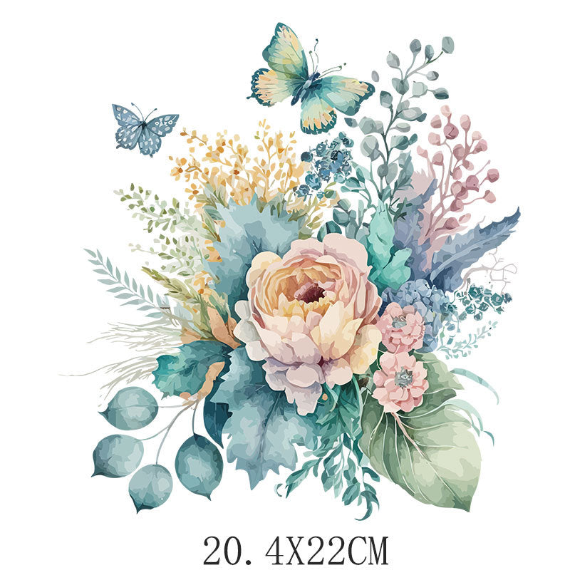 Wholesale 10pcs/pack Watercolor floral heat transfer appliqué clothing UV DTF Ready to Press Transfers Wraps