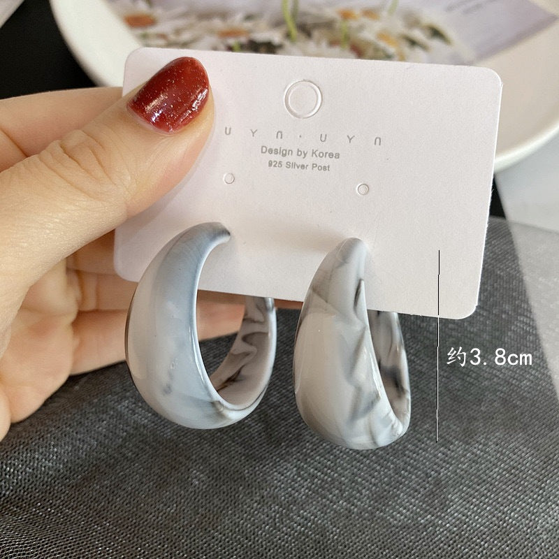 Wholesale S925 Silver Needle Acrylic Geometric C Shape Earrings