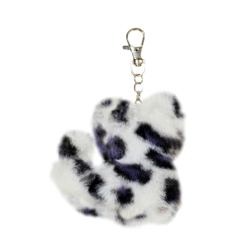Wholesale Leopard Patterned Kitten Fur Ball Keychain