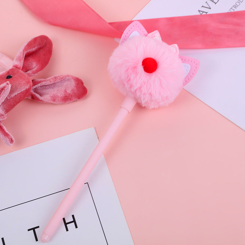 Wholesale ABS Bow Fur Ball Gel Pen