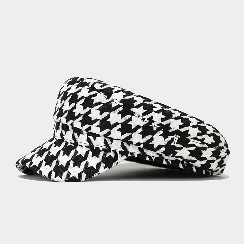 Wholesale Thousand Bird Checker Retro Short Eave Polyester Berets