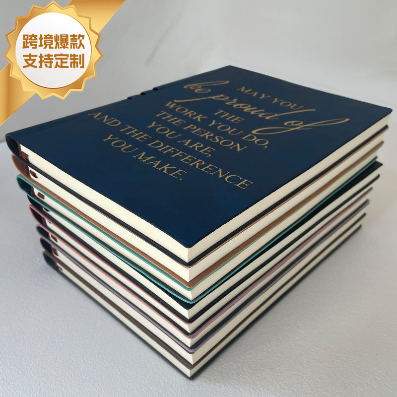 Wholesale ncentive Notebook with Pen Insertable Simple Leather-Covered High-Value Handbook Notepad