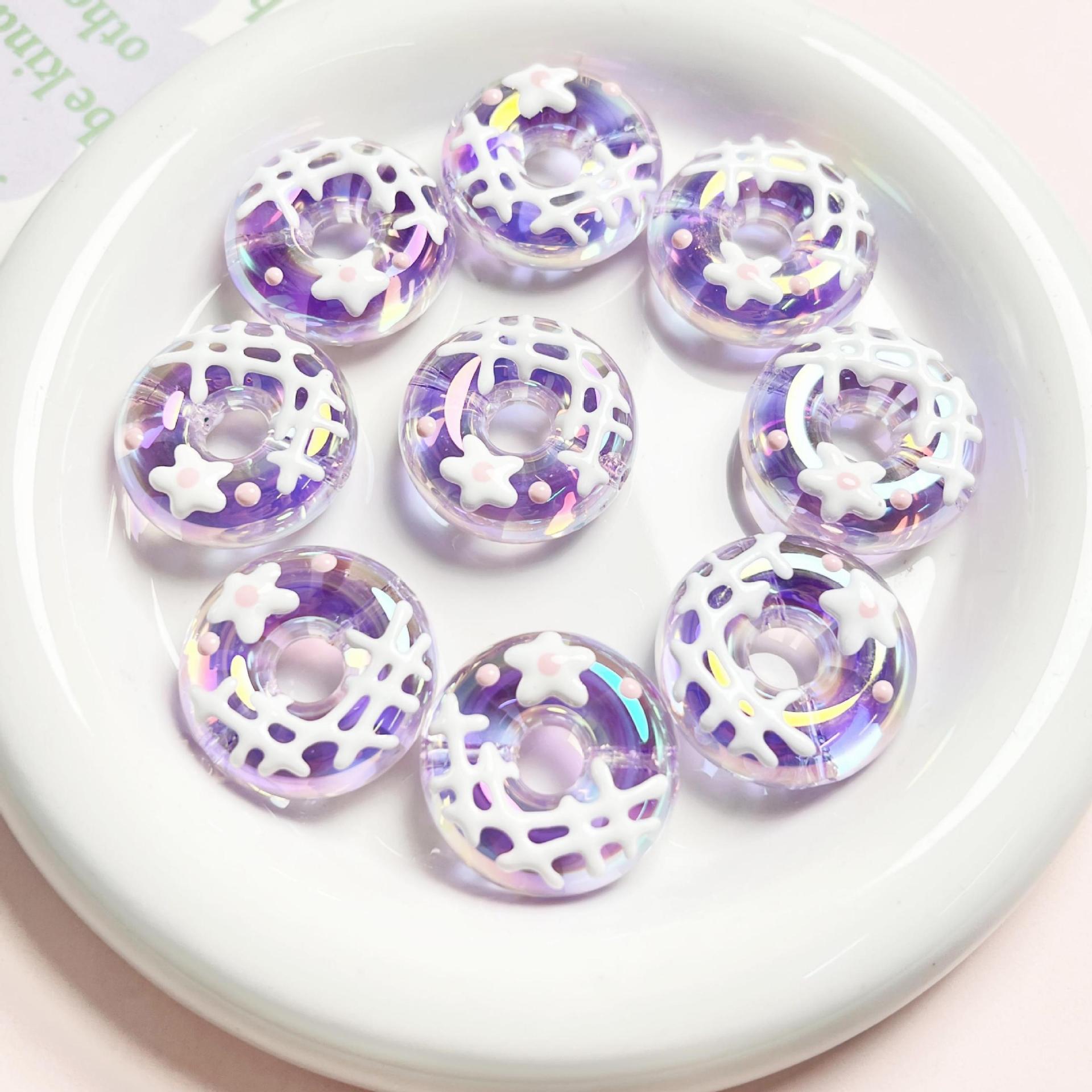 Wholesale Colored Heavy Industry Handdrawn Donut Acrylic Beads