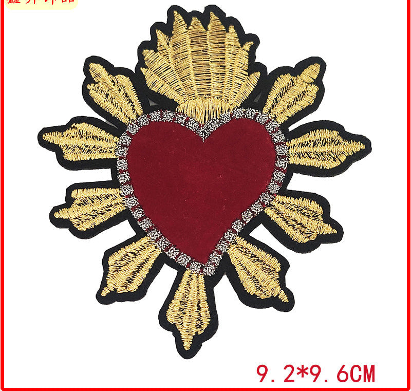 Wholesale Exquisite fashion love embroidered clothes Patch clothing accessories down coat decorative cloth patch back adhesive hot paste